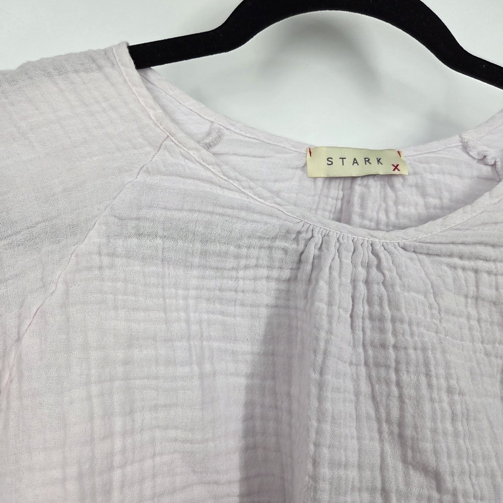Stark X Cotton Gauze Lilac Purple Flowy Kimono Sleeve Top Size Small Beachy - Picture 2 of 7